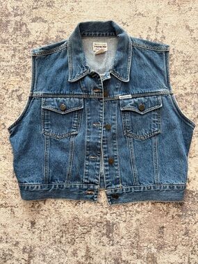 Vintage Jordache Denim Vest Women’s Large Blue Jean Trucker Boxy